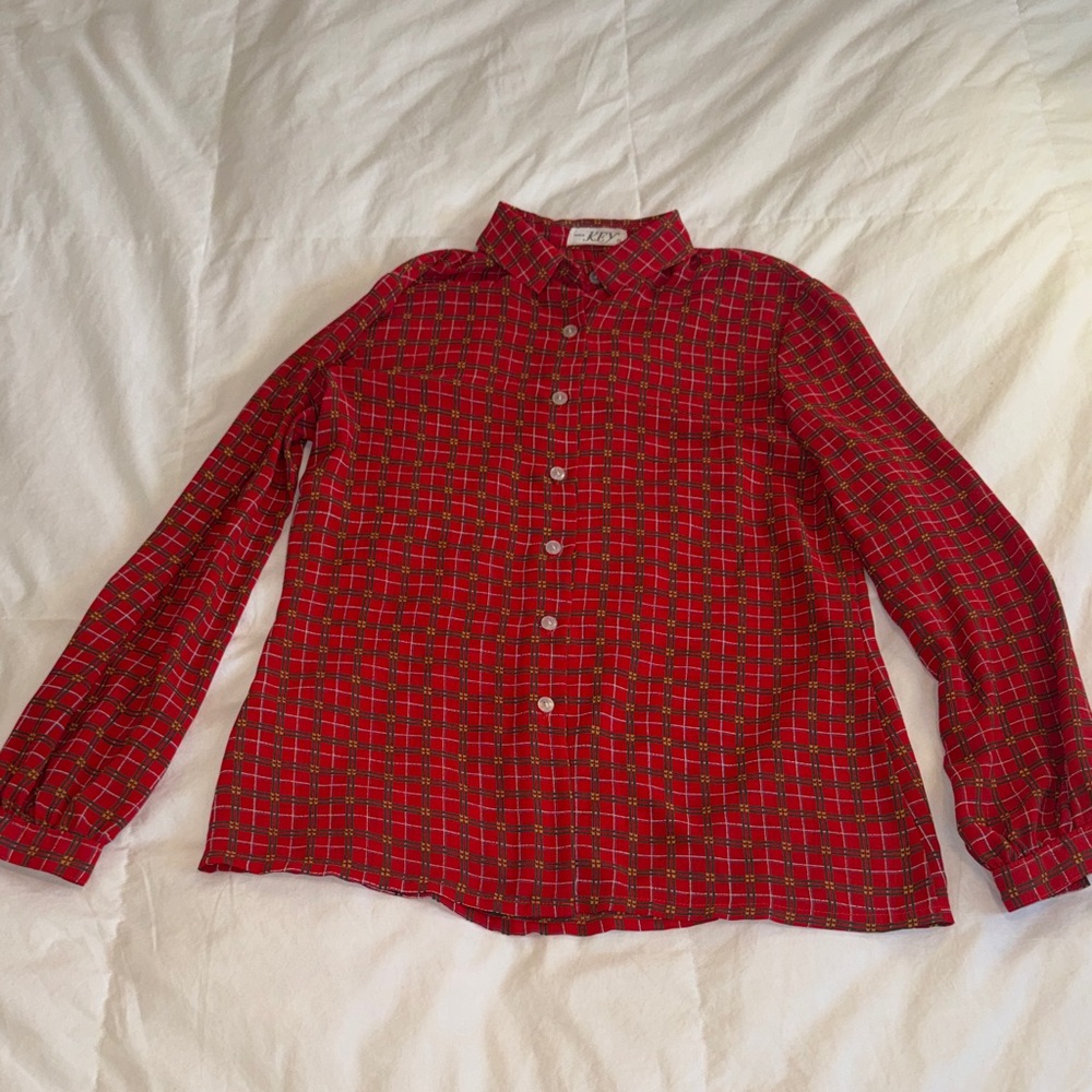 Red Plaid Button-Up Shirt